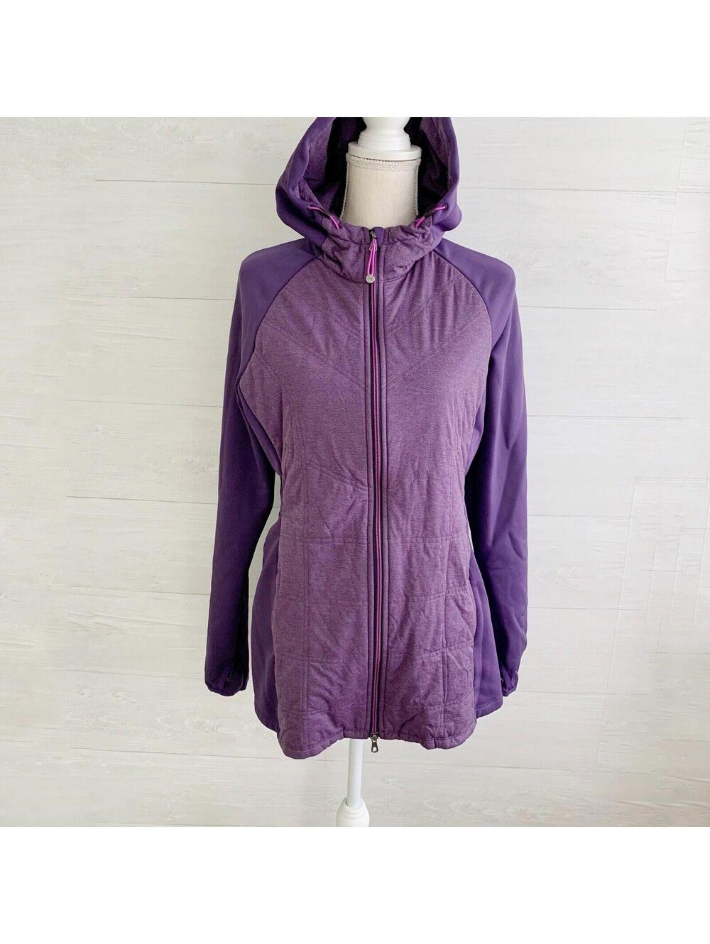 Athleta Jump & Jive Jacket M Nightshade Purple PrimaLoft Hooded Quilted